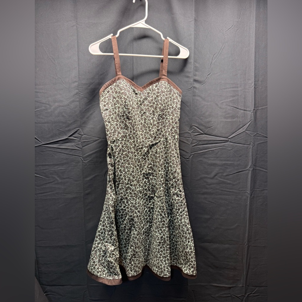 EUC Kim Rogers Brown Floral Midi Dress Sz 6 (14ab)